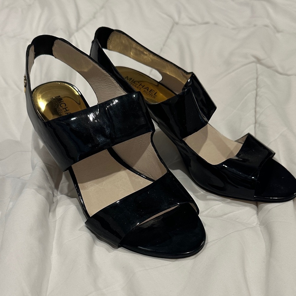 Michael Kors Black Patent Leather Slingback Heels